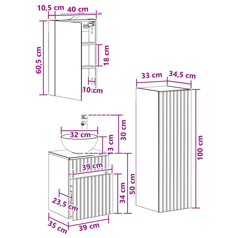 Vanity & Mirror Set, Grey