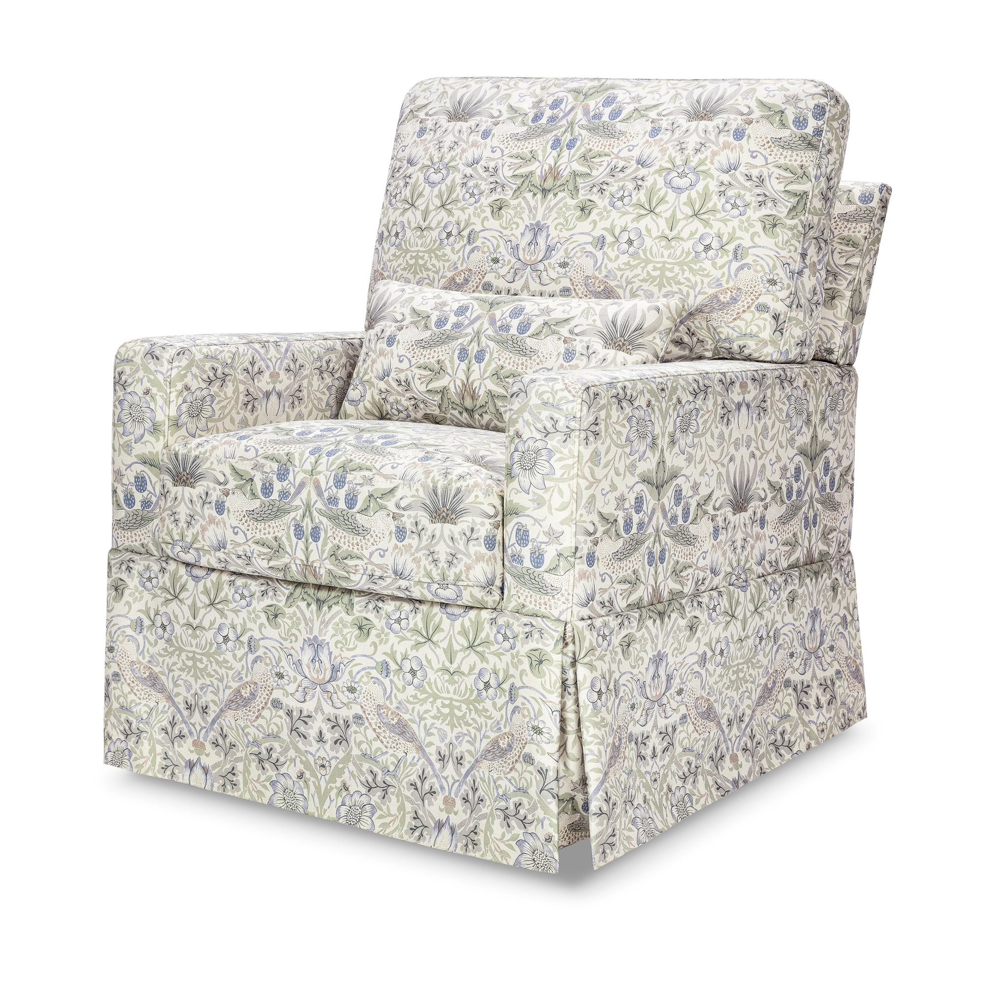 Morris & Co. x Namesake Crawford Swivel Glider, Strawberry Thief in Fig & Thyme