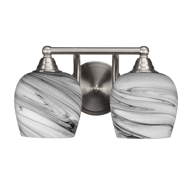 Michell 2-Light Bath Bar, Brushed Nickel, Onyx Swirl