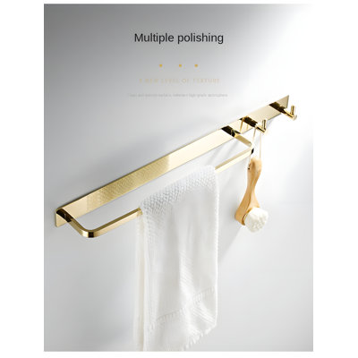 Porte-serviettes de luxe en laiton massif chromé avec crochets, porte-serviettes durable de conception scandinave pour salle de bain moderne et salle de douche