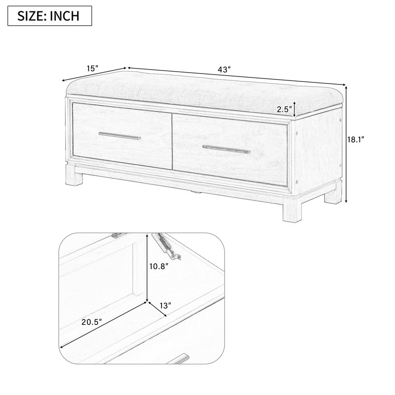 Shoe Bench with Removable Cushion, Entryway Storage Bench, White