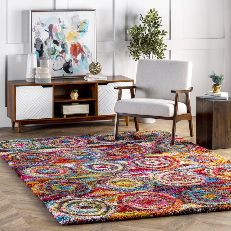 Tapis vert / jaune / multicolore Verduzco, Rectangle 3 pi 3 po x 5 pi