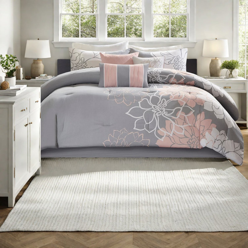 Ensemble de literie en satin de coton de luxe, édredon hypoallergénique à motif floral pour la maison