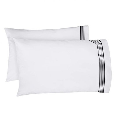 Smart Border 400TC Cotton Embroidery Sateen Solid Pillowcases (Set Of 2)