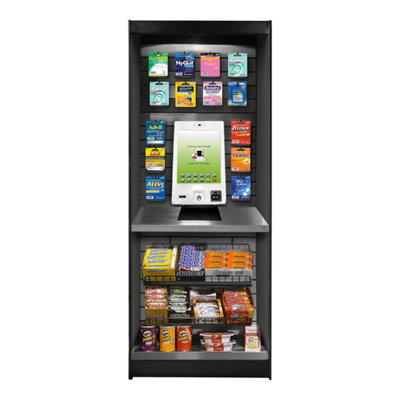 All State Manufacturing Clark Stainless Steel Micro Market Stand With Double Shelf And 24-Piece Display Kit