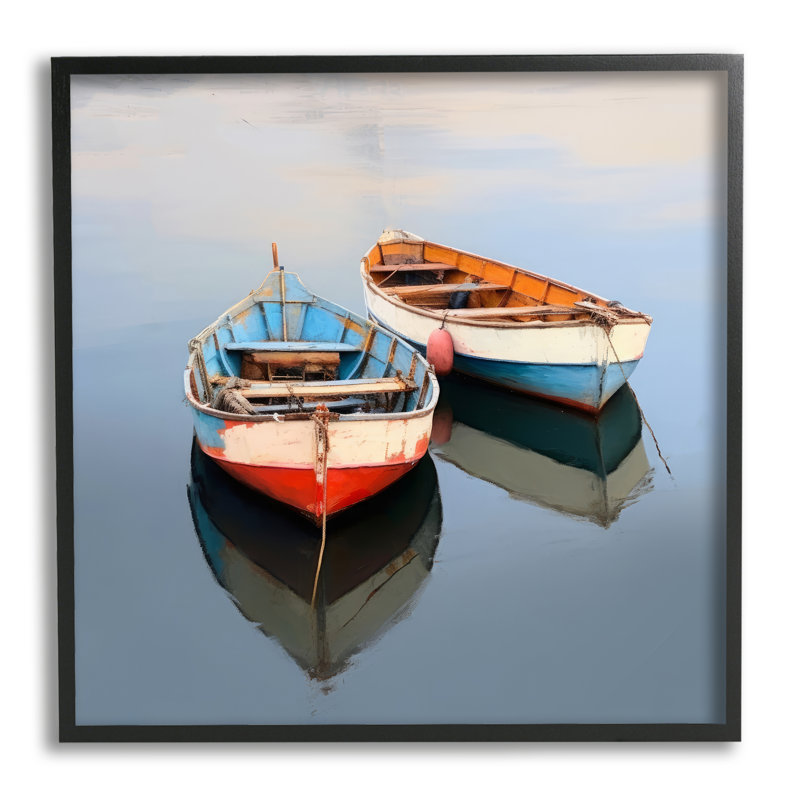 Ba-051, reproduction encadrée de deux canots sur un lac par Irena Orlov, H 24 po x l 24 po x P 1,5 po