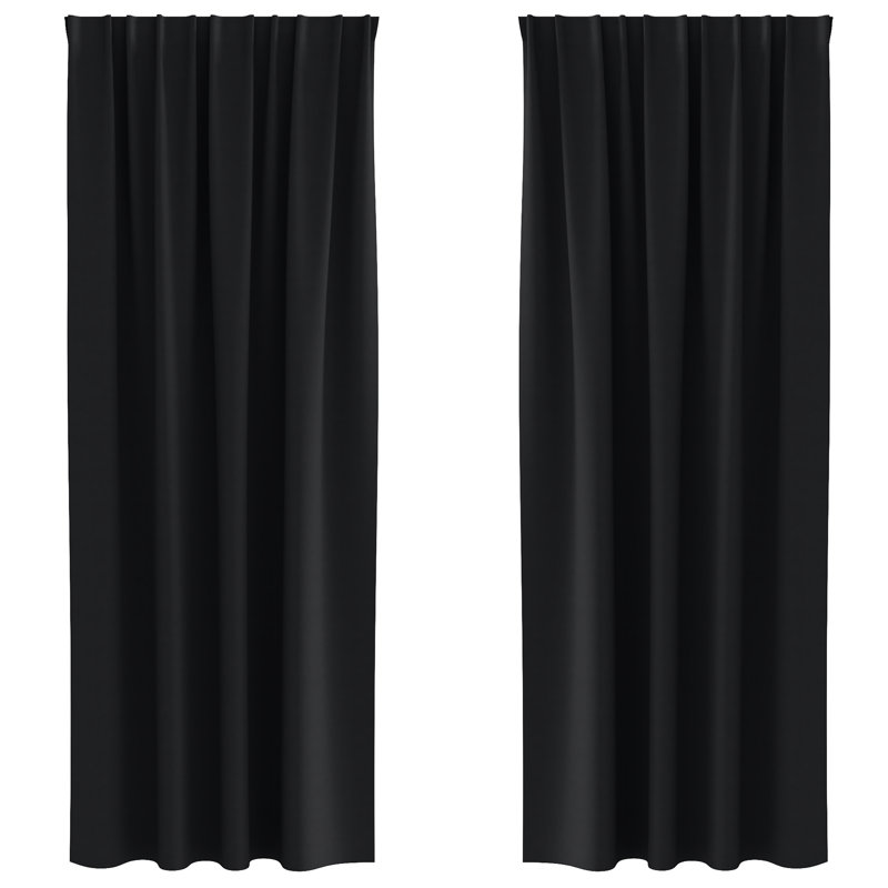 Curtains With Curtains 2 Pcs Polyester, 140cm Width x 260cm Drop, Black