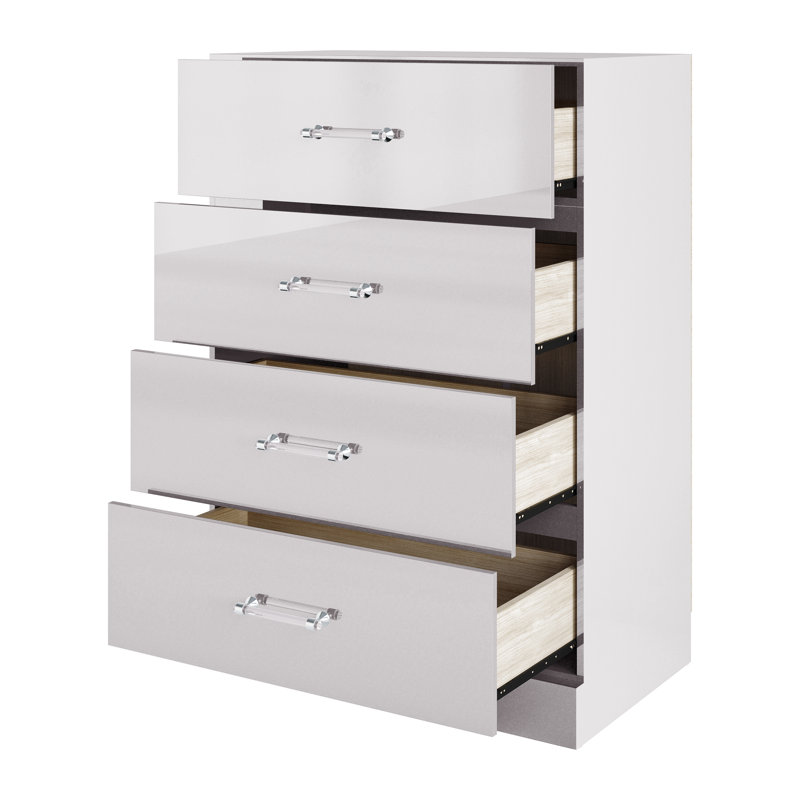 Commode 4 tiroirs en blanc, Blanc