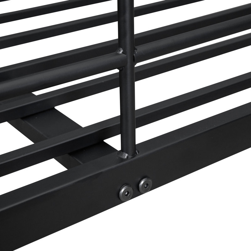 Lit superposé au-dessus de très grand lit double noir - fabriqué en fer, économise de l'espace efficacement dans votre chambre à coucher pour un meilleur repos