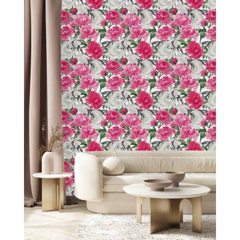 Peel & Stick Floral Tile, 2.08' W x 10.42' L