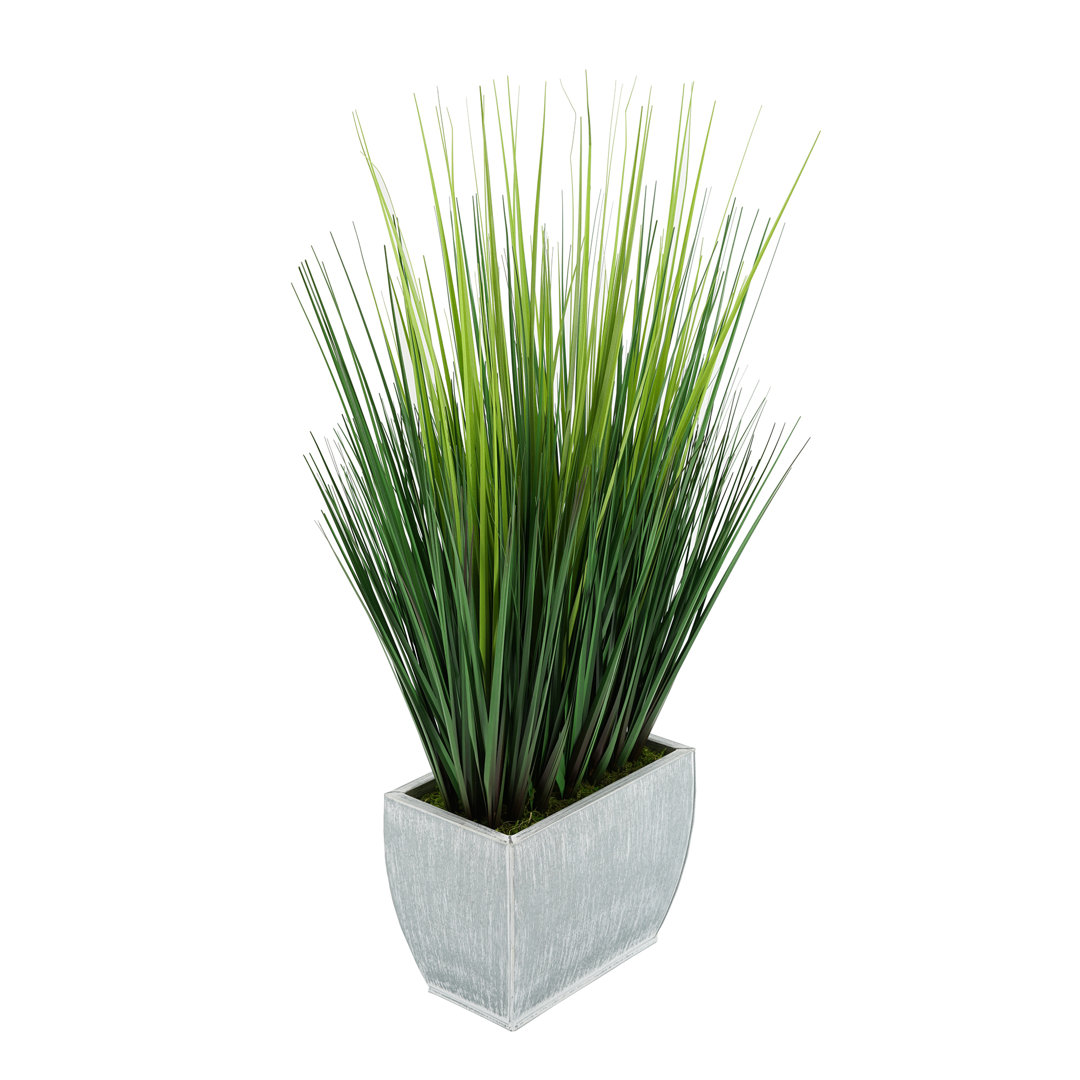 28'' Faux Foliage Grass in Zinc Decorative Vase Winston Porter Base