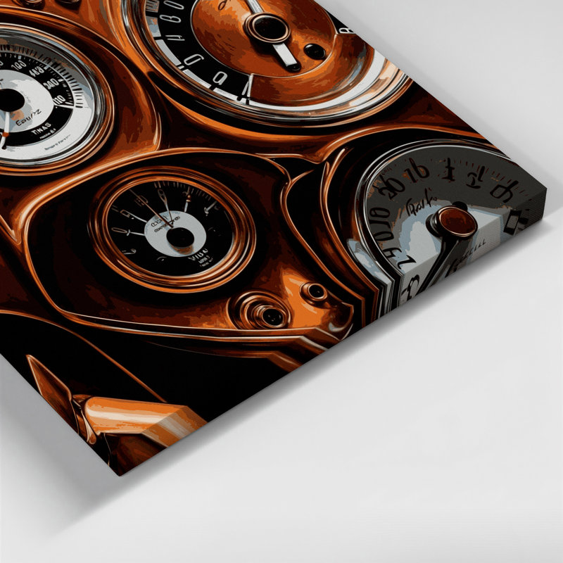 Transportation Classic car dashboard details Brown Canvas Wall Art, 12" H x 12" W