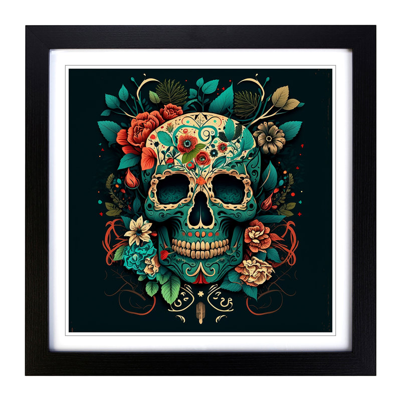 Sugar Skull - Framed Print, Black