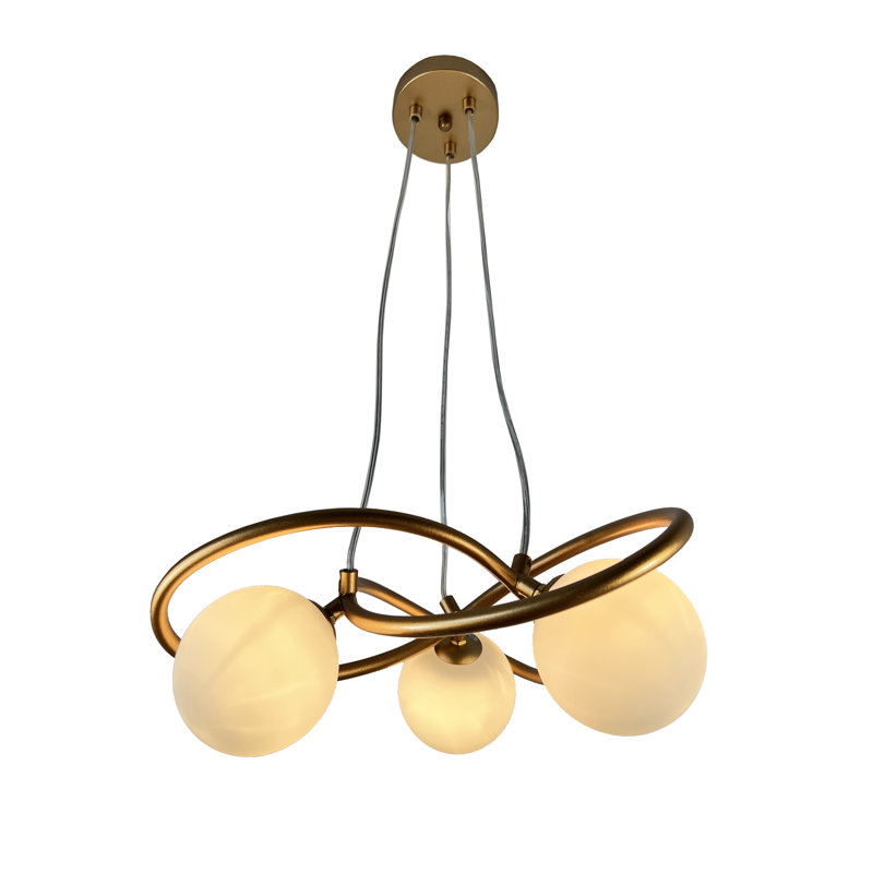 Lustre géométrique en laiton satiné 3 lumières Crystabel