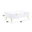 Table basse blanche élégante - 4 tiroirs et support central pour la construction en bois composite d'équilibre et de stabilité
