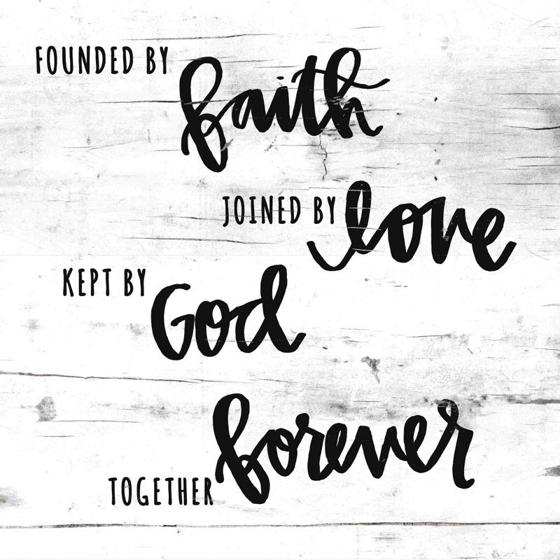 Founded By Faith - Art textuel sur toile tendue, H 12 po x l 12 po