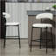 Tabouret de bar 26 po à hauteur de comptoir avec tabouret de bar et housse en tissu noir avec revêtement thermolaqué et repose-pieds (neige)-1962713312