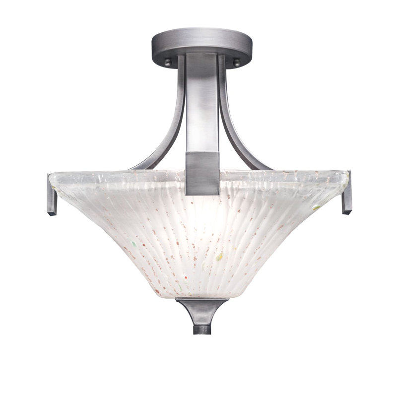 Apollo Semi-Flush 2-Bulbs Shown In Graphite Finish With 14" Square Frosted Crystal Glass