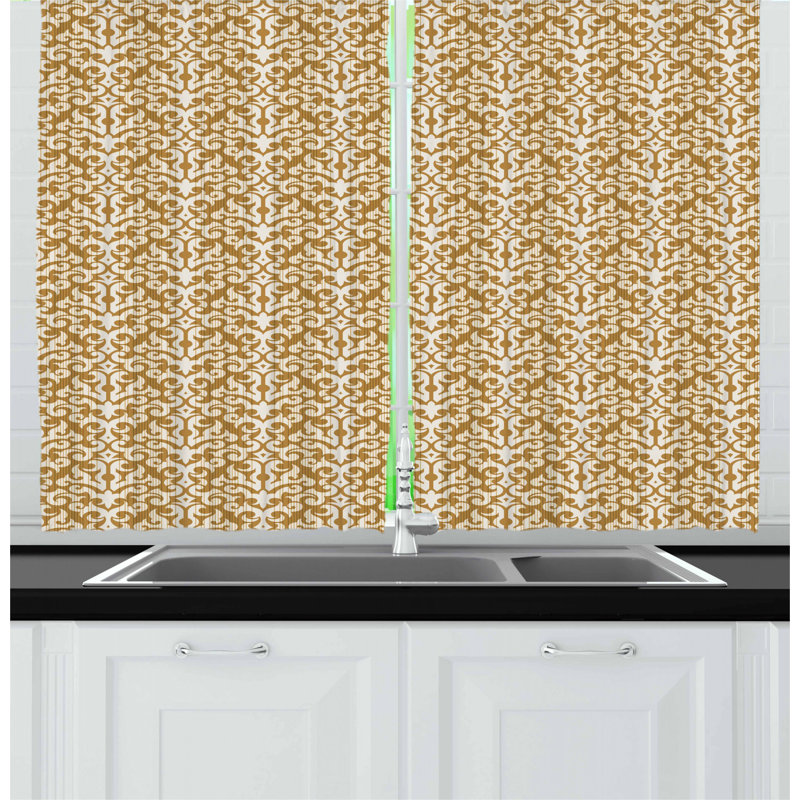 Damask Pointed Kitchen Curtain