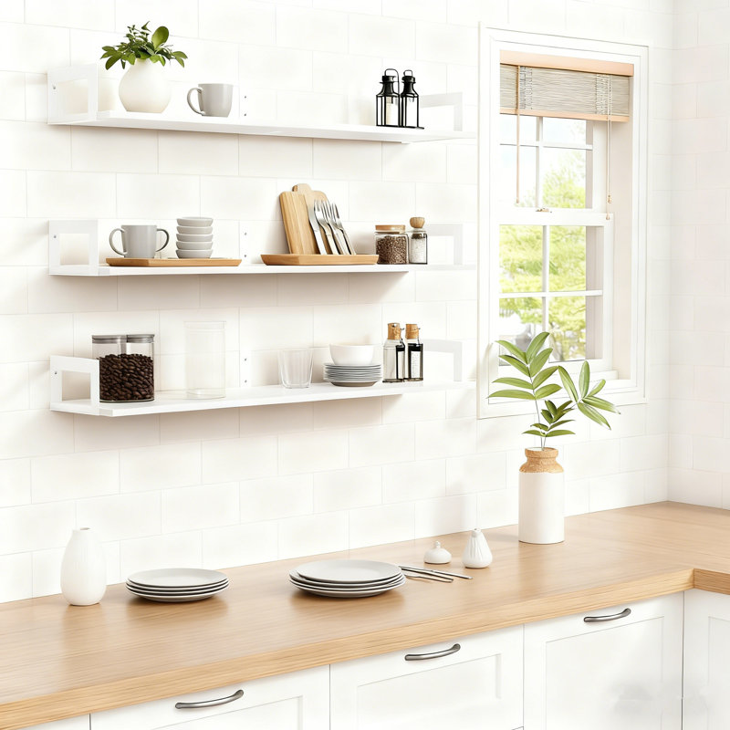 Floating Bookshelves Set Of 3,Heavy Duty Wall Mounted Bookshelves, White