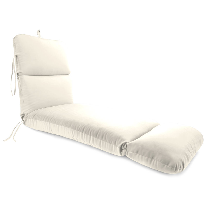 Coussin de chaise longue d'extérieur 74 "x 22" avec attaches et boucle, Blanc