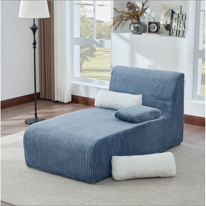 Canapé moderne sans méridienne 34,2 po, Blue Corduroy