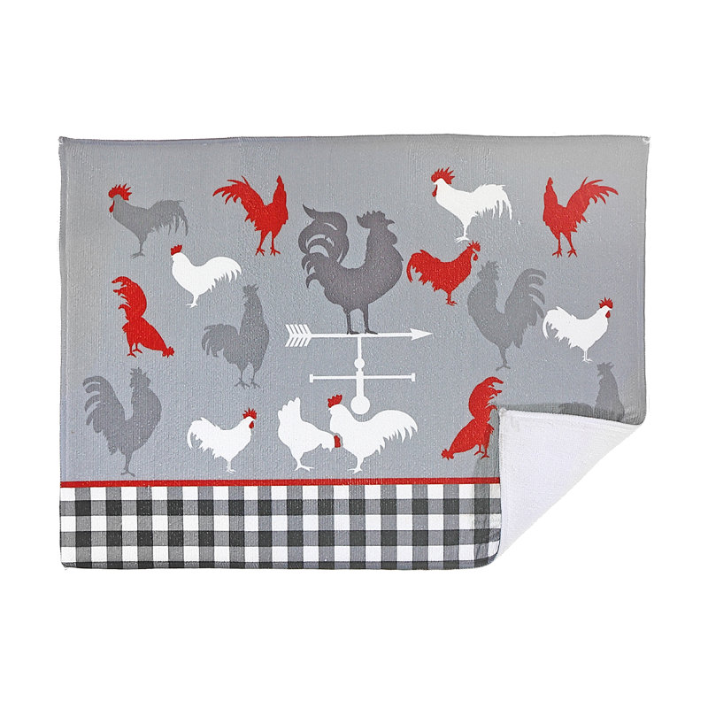 Tapis de séchage en microfibre (coq de ferme) - ensemble de 2