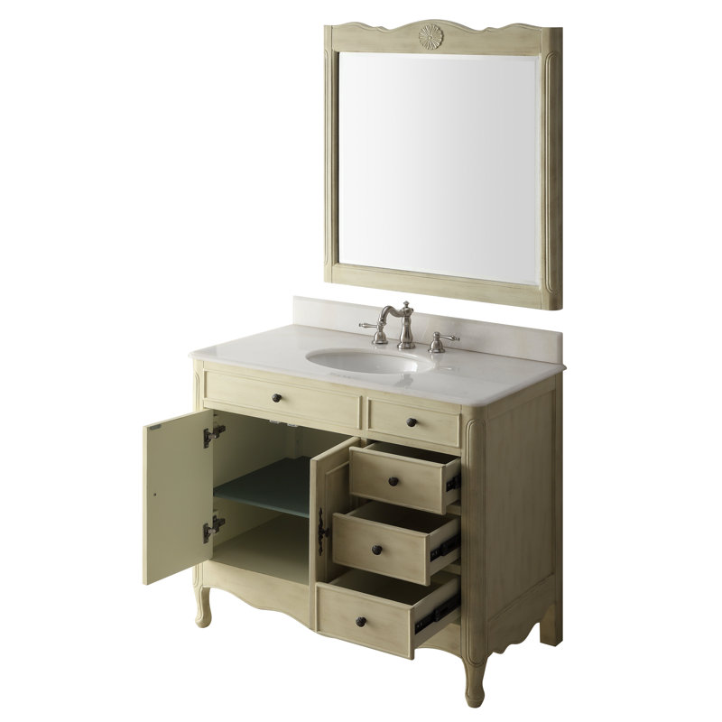 Ensemble de meuble-lavabo simple 38 po Medina, Patiné crème