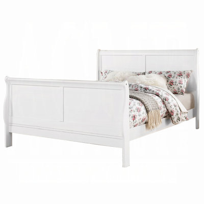 White Finish Queen - Sized Bed, Wood Built  Kd Hb/Fb , 3 Slats, Box Spring Required, Solid Pine Material, 63.26 Inches Wide, 90.8 Deep, 48.23 High, 70.03 Lbs Weight, 660Lbs Weight Capacity Style Bed