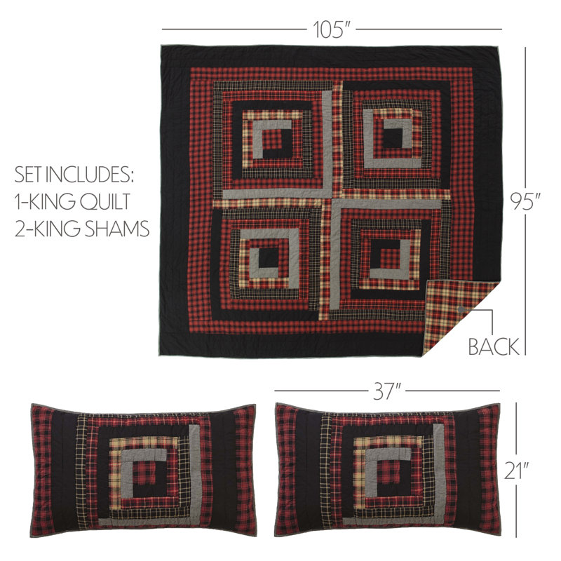 Cumberland Rustic Cotton Quilt, King Quilt + 2 Shams