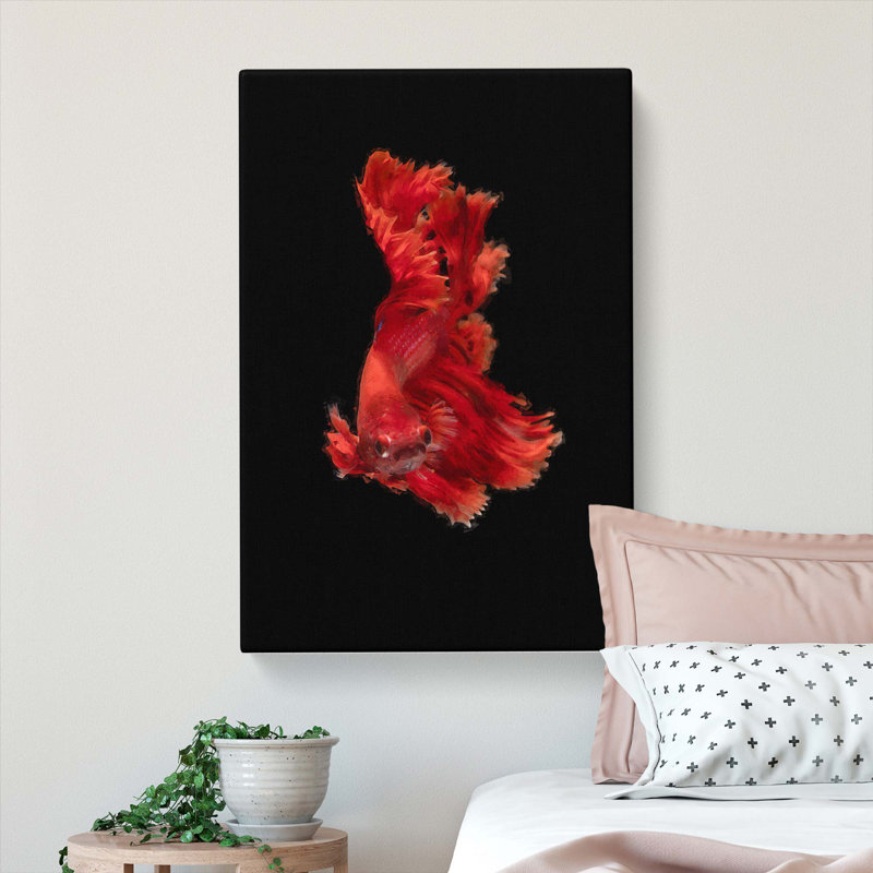 Red Siamese Fighting Fish - Wrapped Canvas, 76cm H x 50cm W x 3cm D