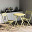 Ensemble bistro de patio 3 pièces, jaune - Chaises et table en métal pliables pour le bord de la piscine et l'extérieur