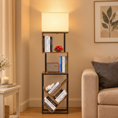 Bibliothèque sur pied 56,3 "avec éclairage DEL et télécommande, lampe sur pied à 3 températures de couleur
