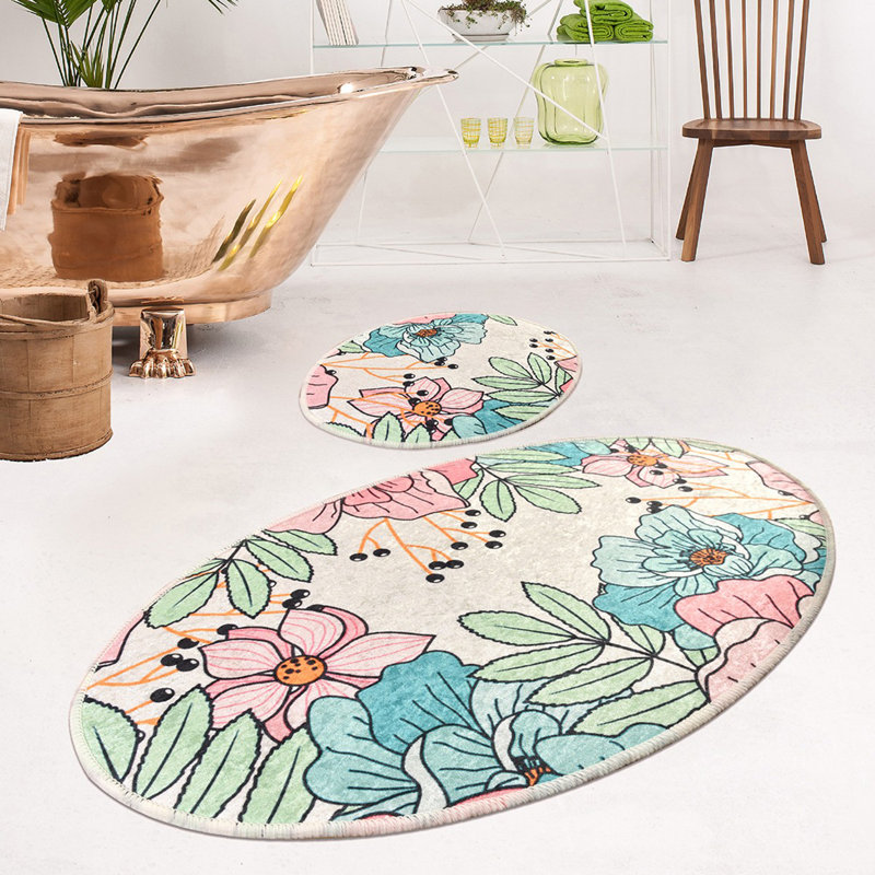 Ensemble de tapis de bain antibactérien (2 pièces), 100% polyester, 19,7 po x 23,6 po et 23,6 po x 39,4 po | Sous-tapis antidérapant, hauteur des poils: 0,4 po | Lavable à la machine, doux et durable, idéal pour la sécurité et le confort de la salle de bain