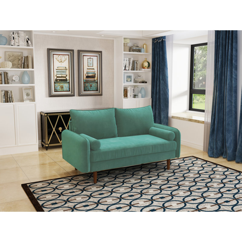 Causeuse 60 po, Velours bleu pacifique