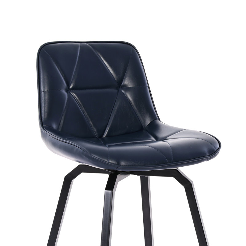 Tabouret de comptoir pivotant 26 po avec siège en similicuir, Bleu