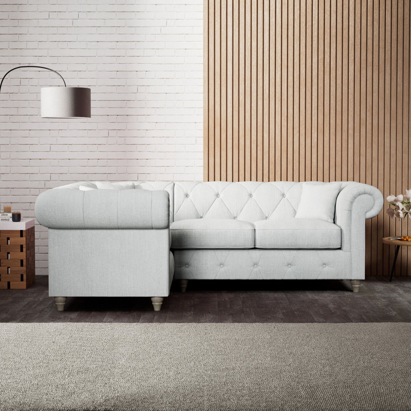 Ellrich 3 Seater Corner Sofa , Washed Oak, Light Blue