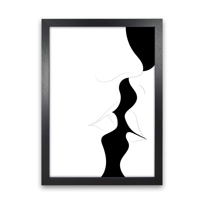 Just A Little Kiss White - Print, 84.01cm H x 59.4cm W x 3cm D, Black Framed