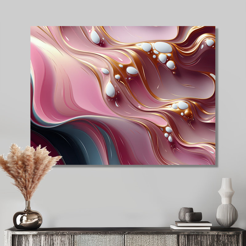 «Gold Streams», art mural vagues, H 12 po x l 20 po x P 1 po, Toile tendue