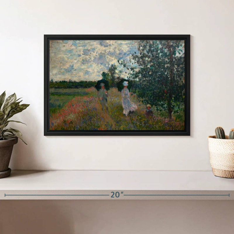 En promenade près d'Argenteuil, 13 po x 9 po, Cadre flottant noir