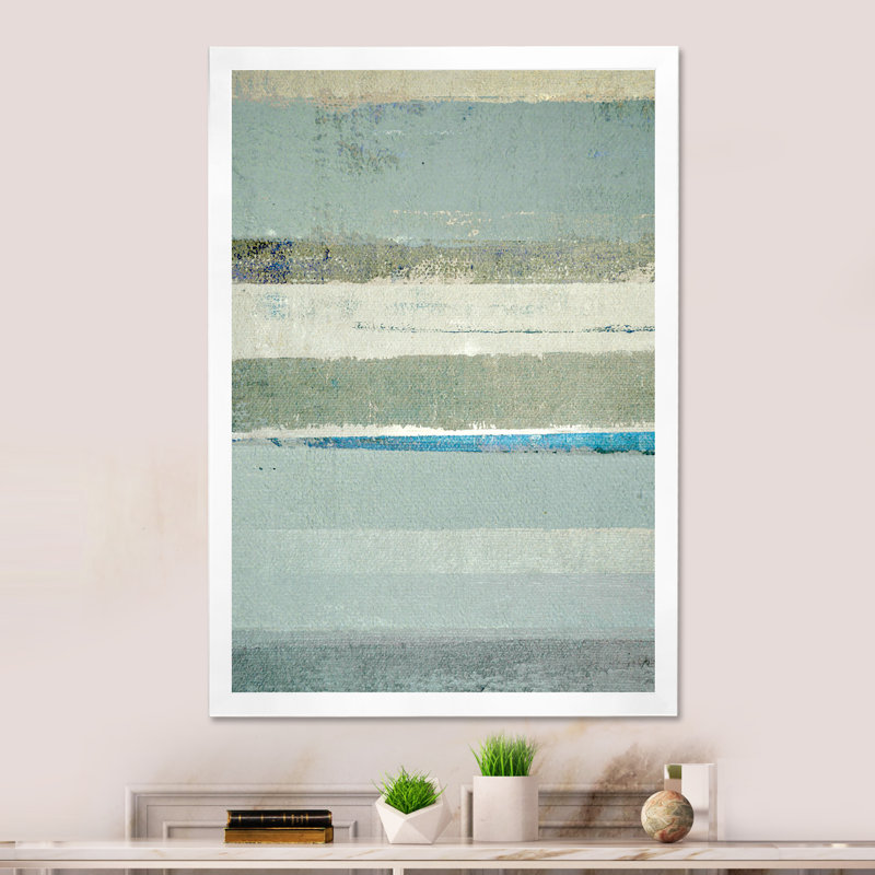 Art moderne gris et bleu II 2FL47768, H 20 po x l 12 po x P 1 po, Cadre blanc