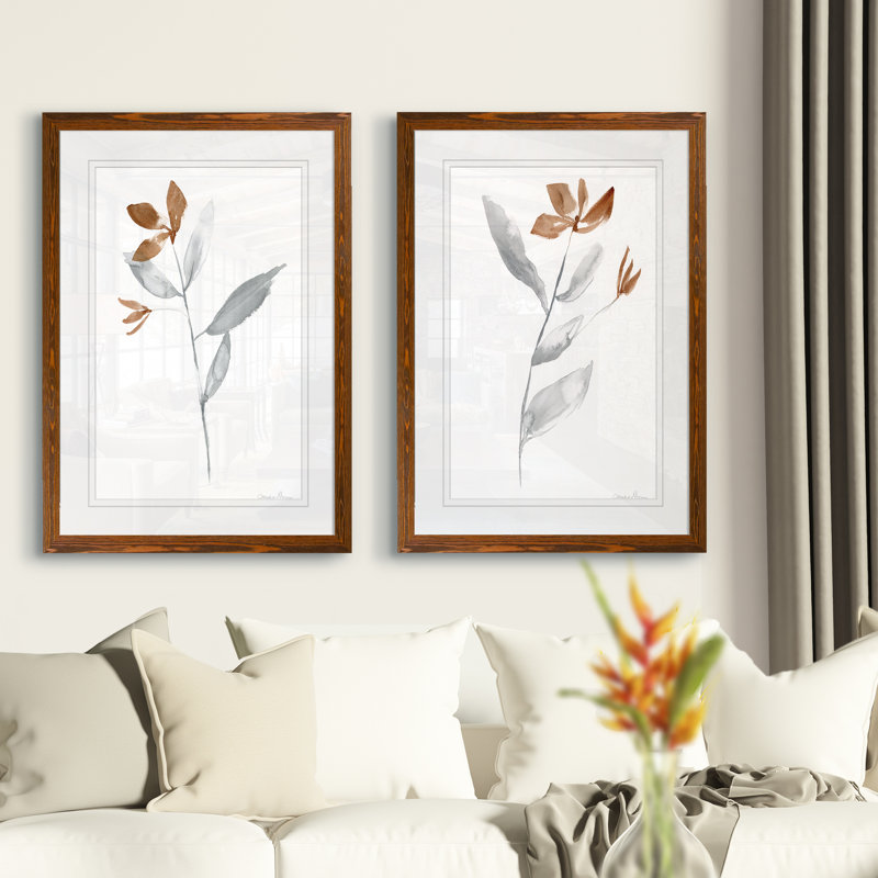 «Simple Stem I» par Vincent Van Gogh - ensemble de 2 reproductions d'art, H 24 po x l 18 po x P 1,25 po, Blanc