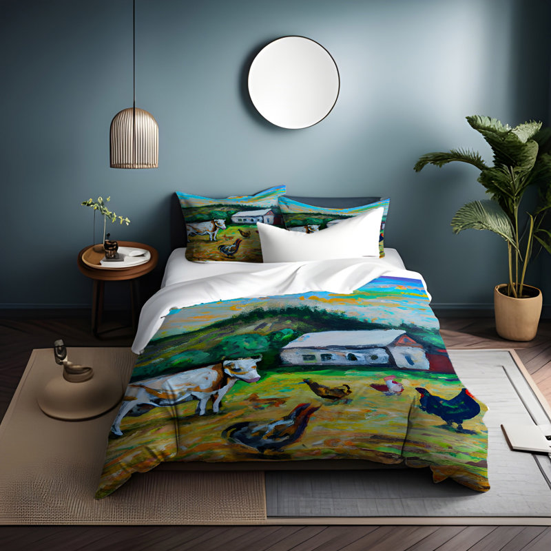 Ensemble de housse de couette , Housse de couette grand + 2 grandes taies décorat