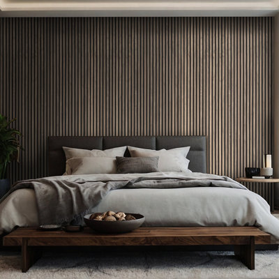 SereniSlats 94.5 In. x 9.5 In. 3D Fluted Wood Slat Acoustic Sound Absorbing Wall Panelling