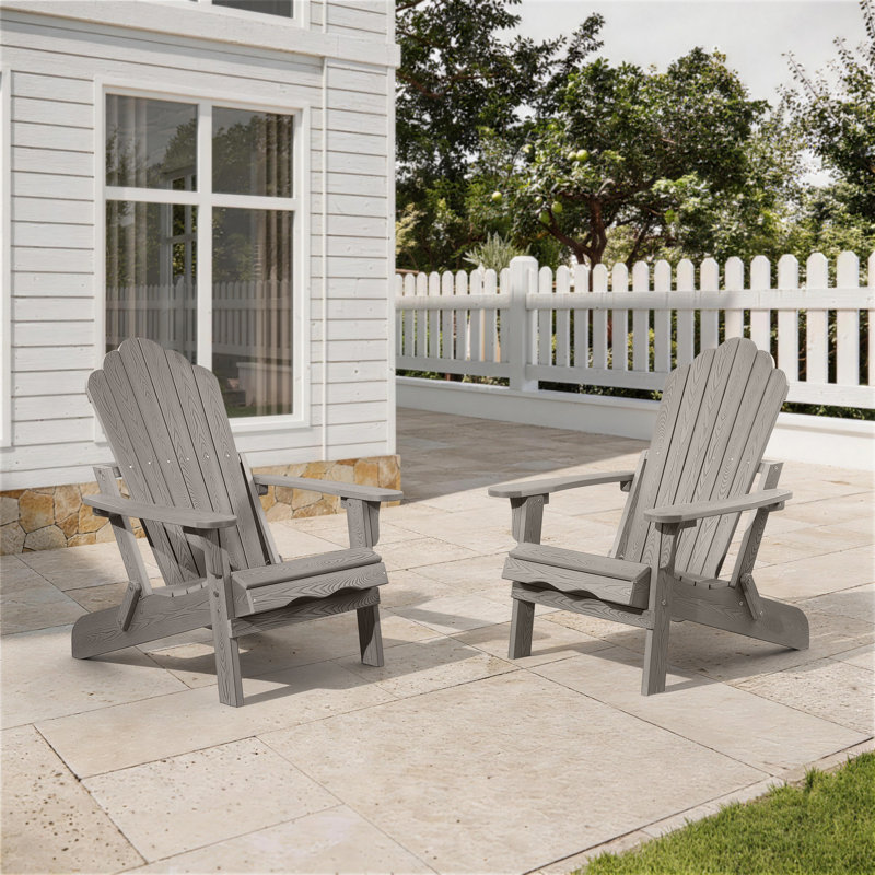 Chaise Adirondack pliante en plastique Henninger, Weathered Gray Oak