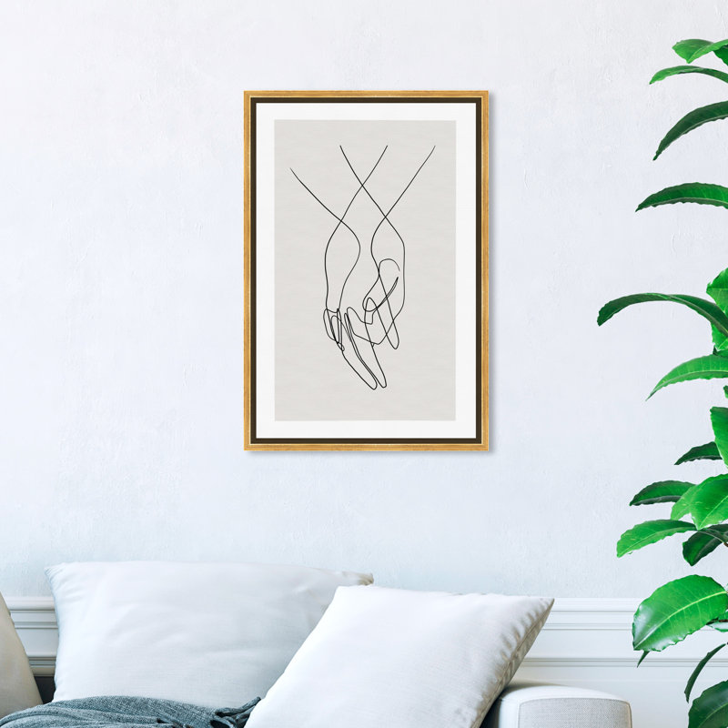 " Hands ", Picture Framed Canvas, 24" H x 16" W, Gold