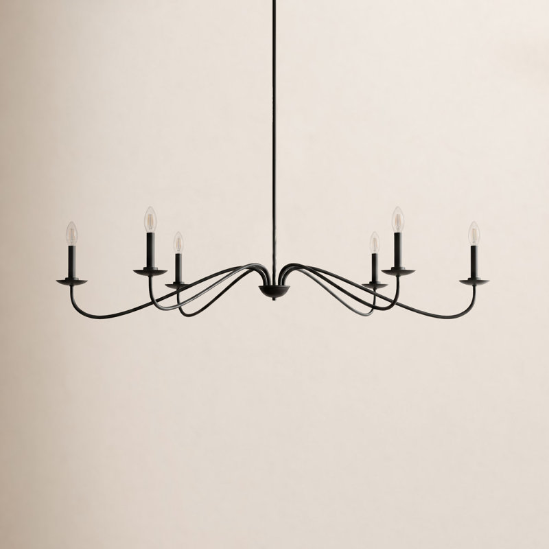 Zoyla 6-Light Chandelier in Matte Black, Matte Black