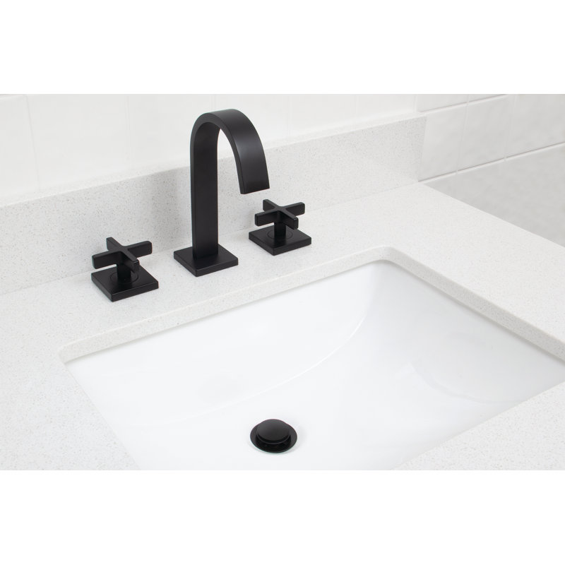 Lura Widespread Bathroom Faucet with Drain Assembly, Matte Black