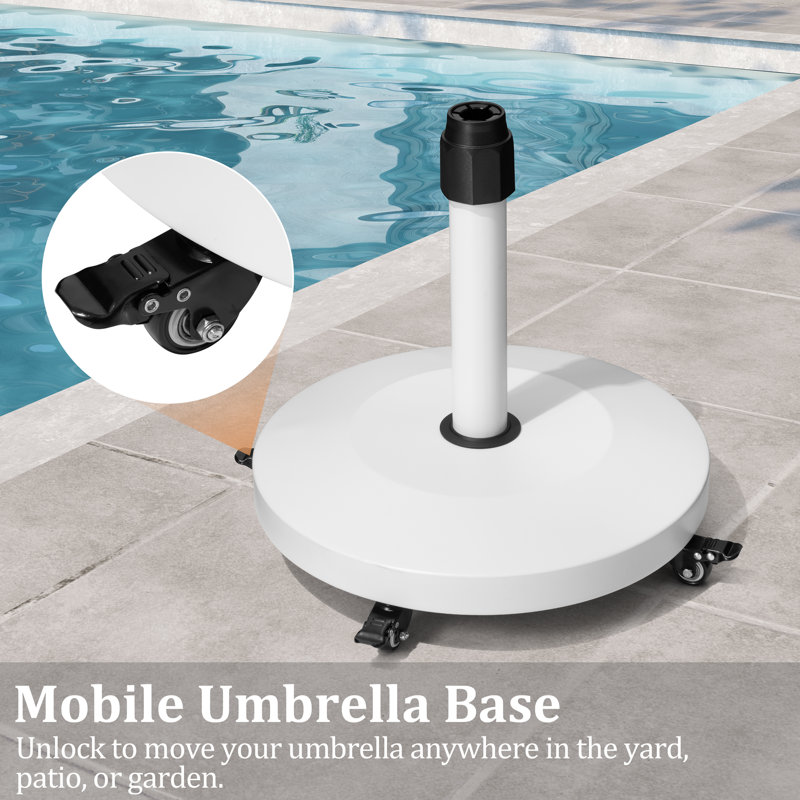Viviane 54,62 Lb. Base de parasol avec roulettes, blanc, Blanc