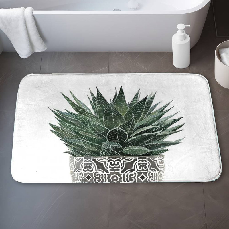 Zebra plant succulent Bath Mat with Non-Slip Backing - Quick Dry Memory Foam Bathroom Rug - Absorbent - Modern Plush Spa-Style - Machine Washable